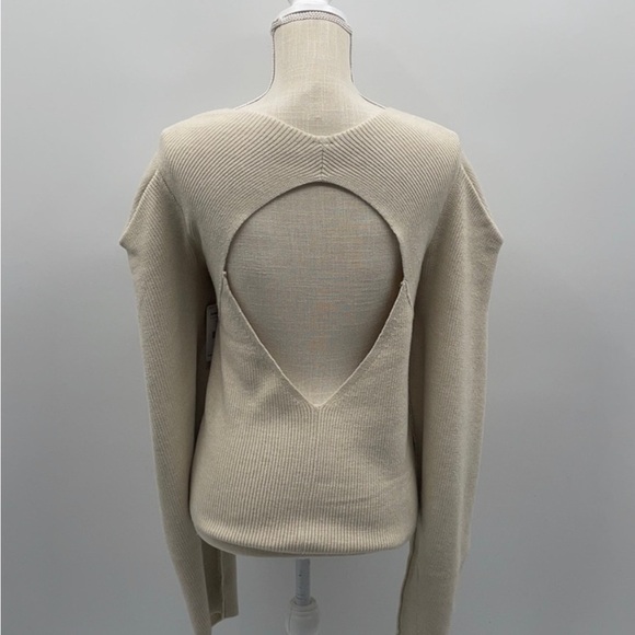 FREE PEOPLE SAFFRON cream ribbed oversized boho open back woman top NWT XL - Picture 6 of 9